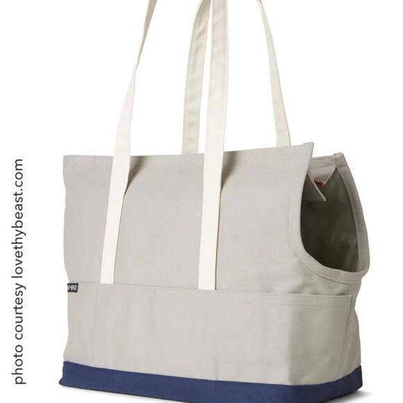 Love thy Beast Canvas Pet Tote, Grey/Navy - Picture 9 of 11